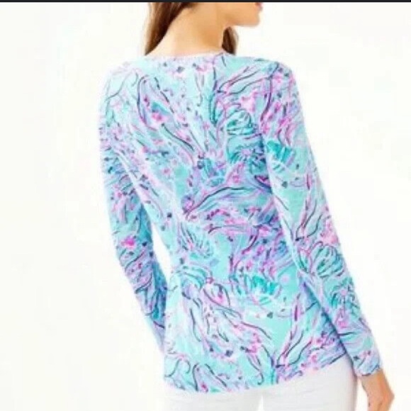 Lilly Pulitzer Etta Long Sleeve Bayside Blue Under The Moon - Picture 2 of 10